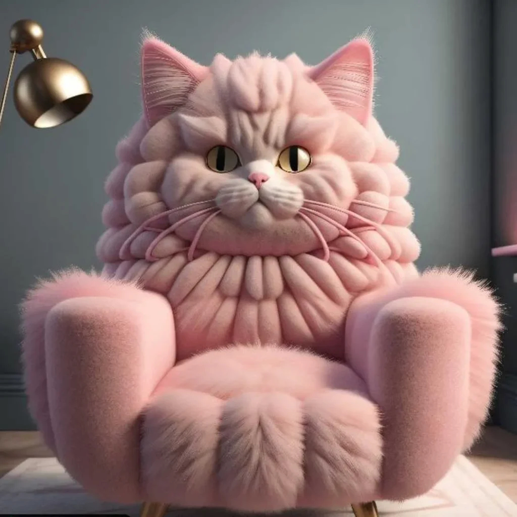 مبل تکی طرح گربه صورتی