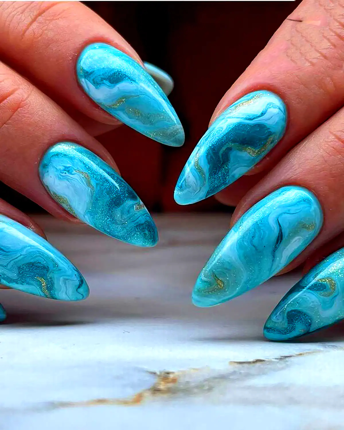 طرح ناخن آبی شیک