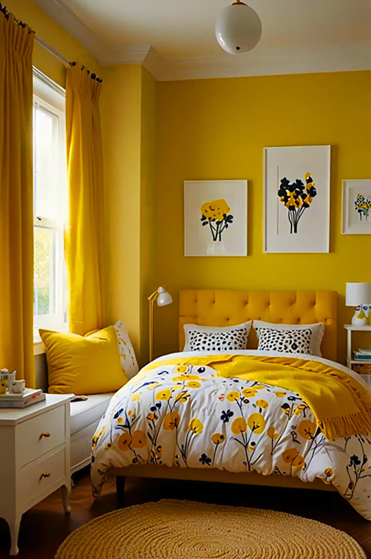 چیدمان اتاق با تم زرد