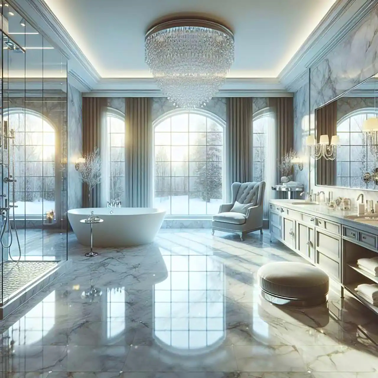 طراحی حمام سلطنتی مرمرین