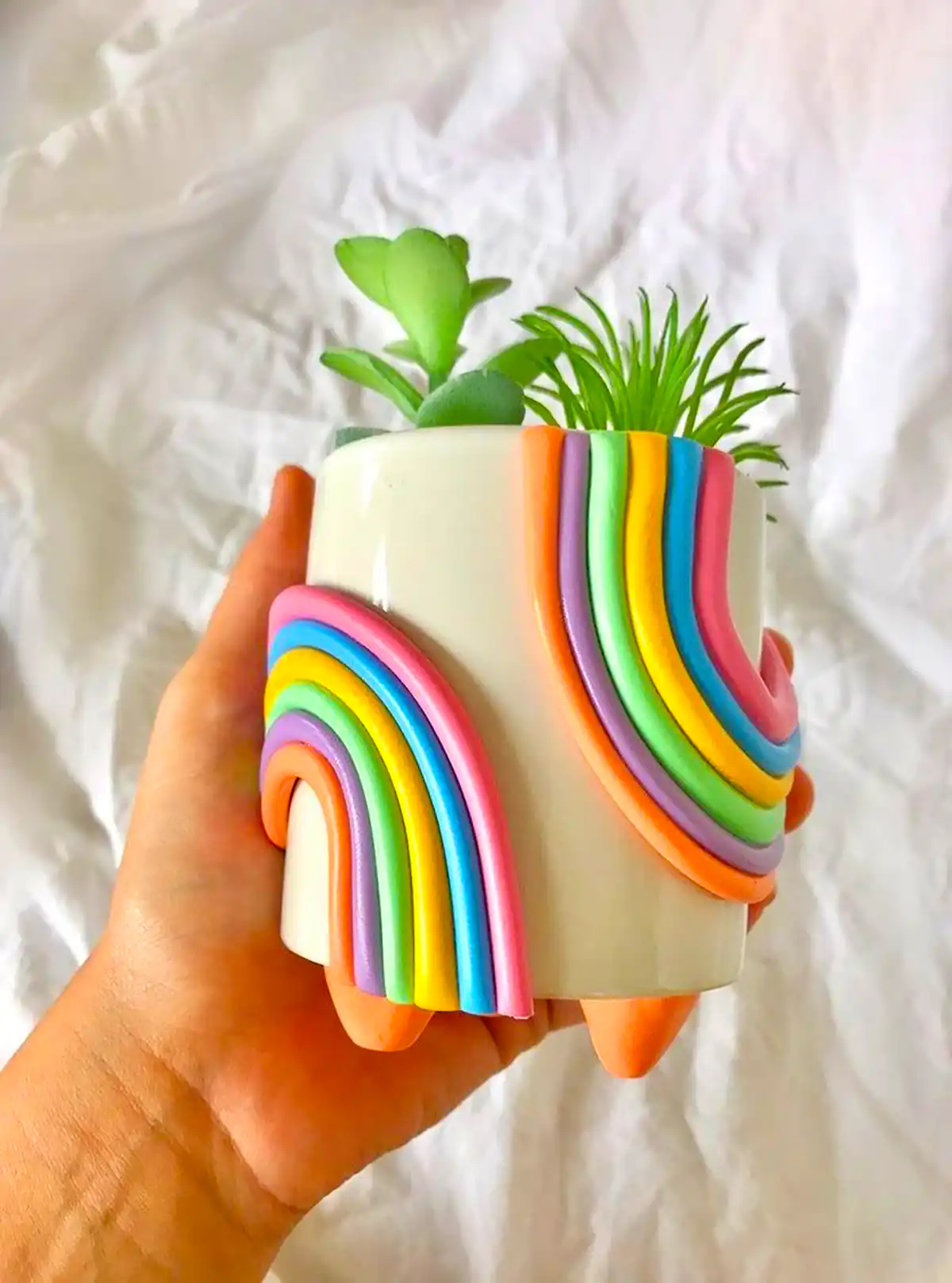 گلدون سفالی رنگی رنگی