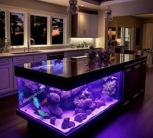 مدل آکواریوم در اپن آشپزخانه + زیباترین و مدرن ترین مدل آکواریوم در اپن آشپزخانه ترند امسال
