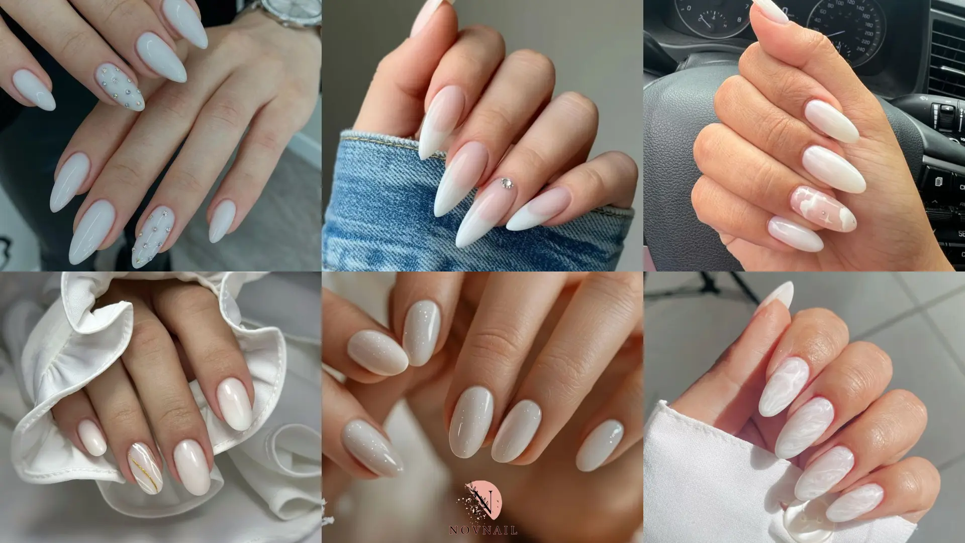 طراحی ناخن رنگ سفید ابری