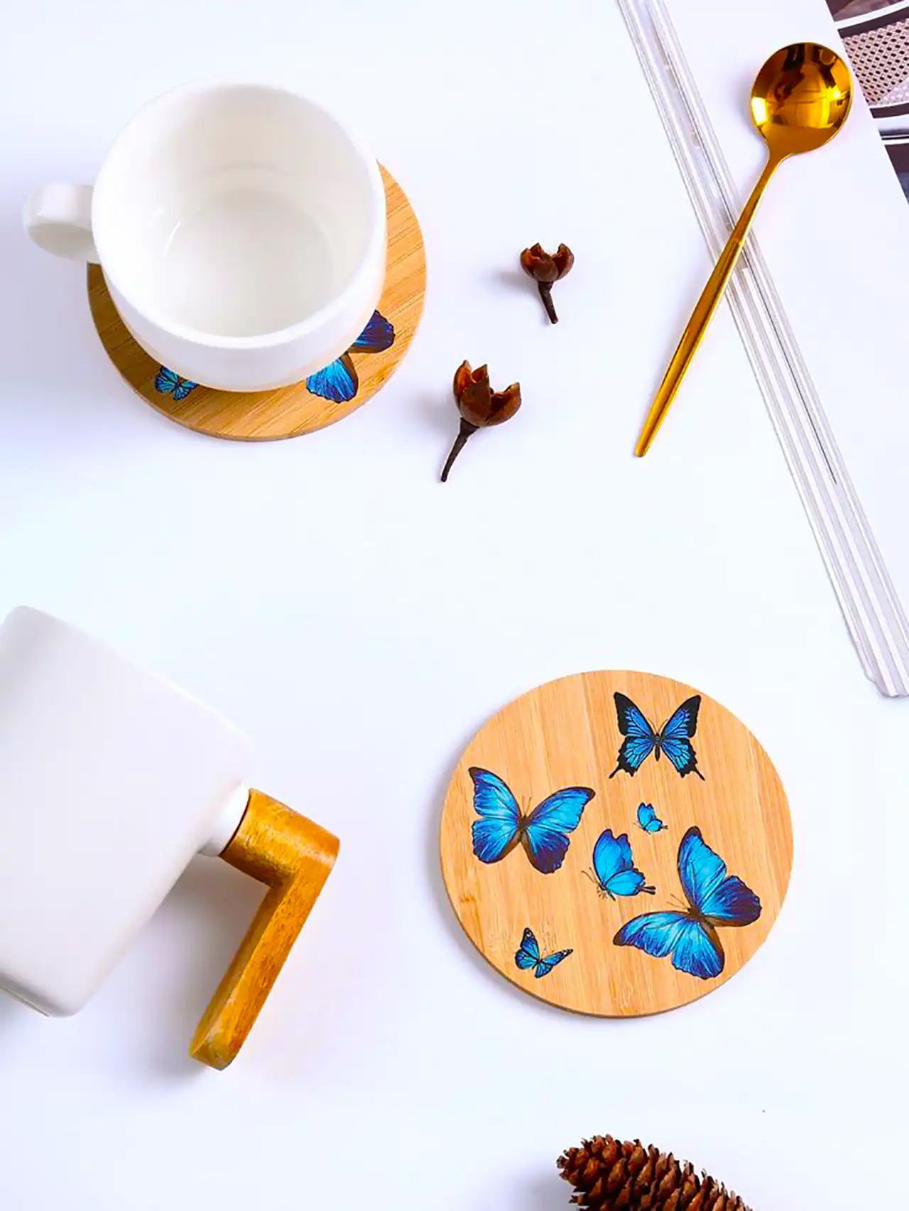 زیر لیوانی چوبی طرحدار