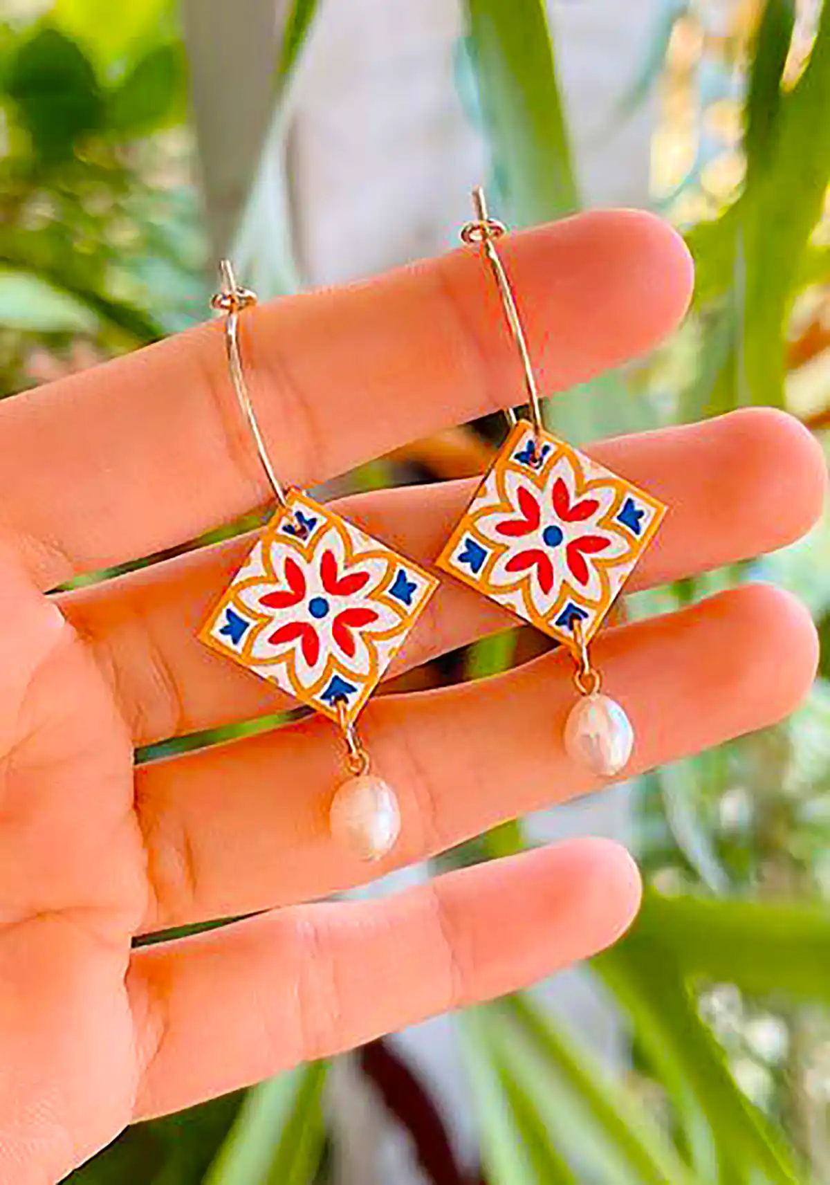 گوشواره طرح کاشی