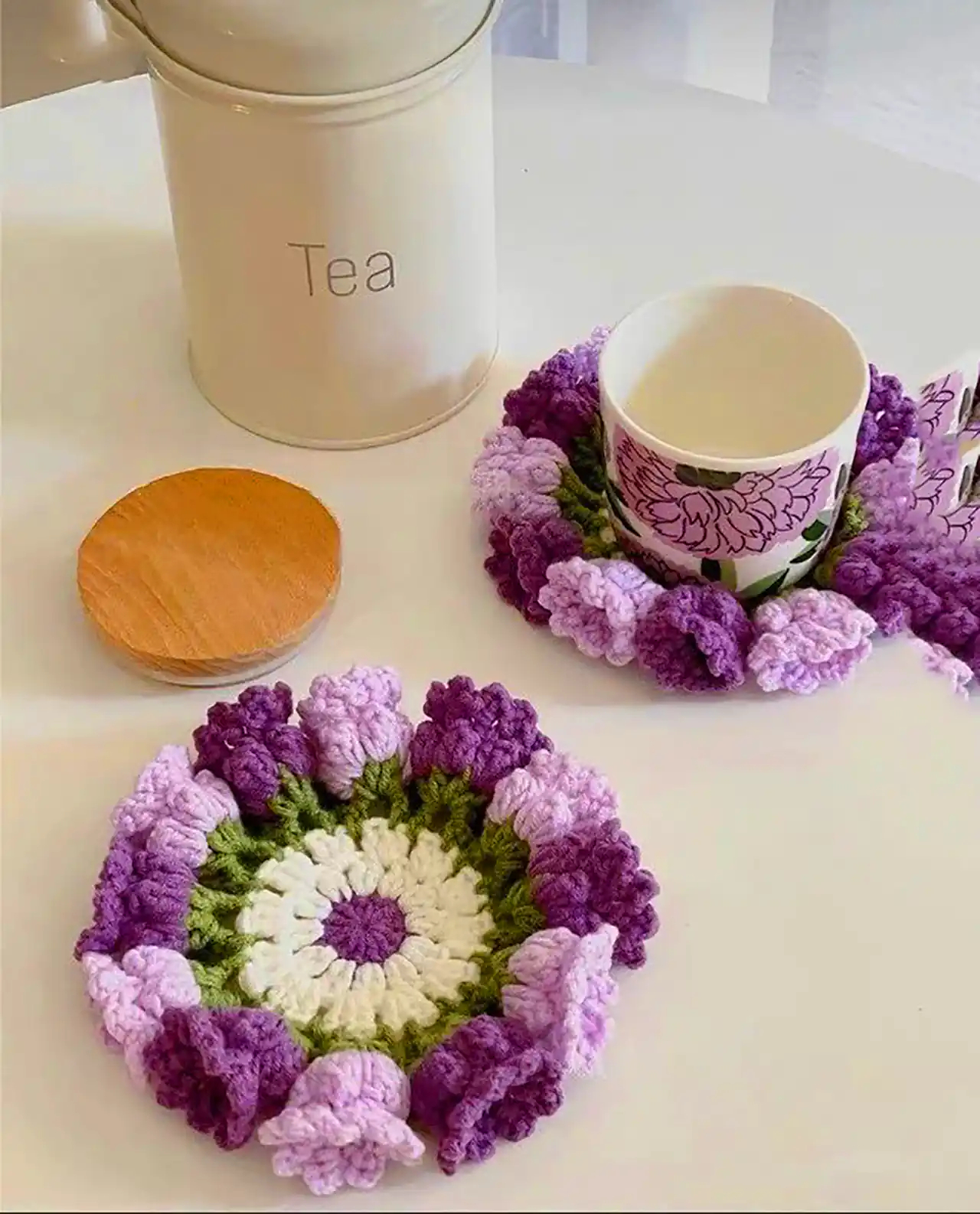 زیرلیوانی بافتنی فانتزی