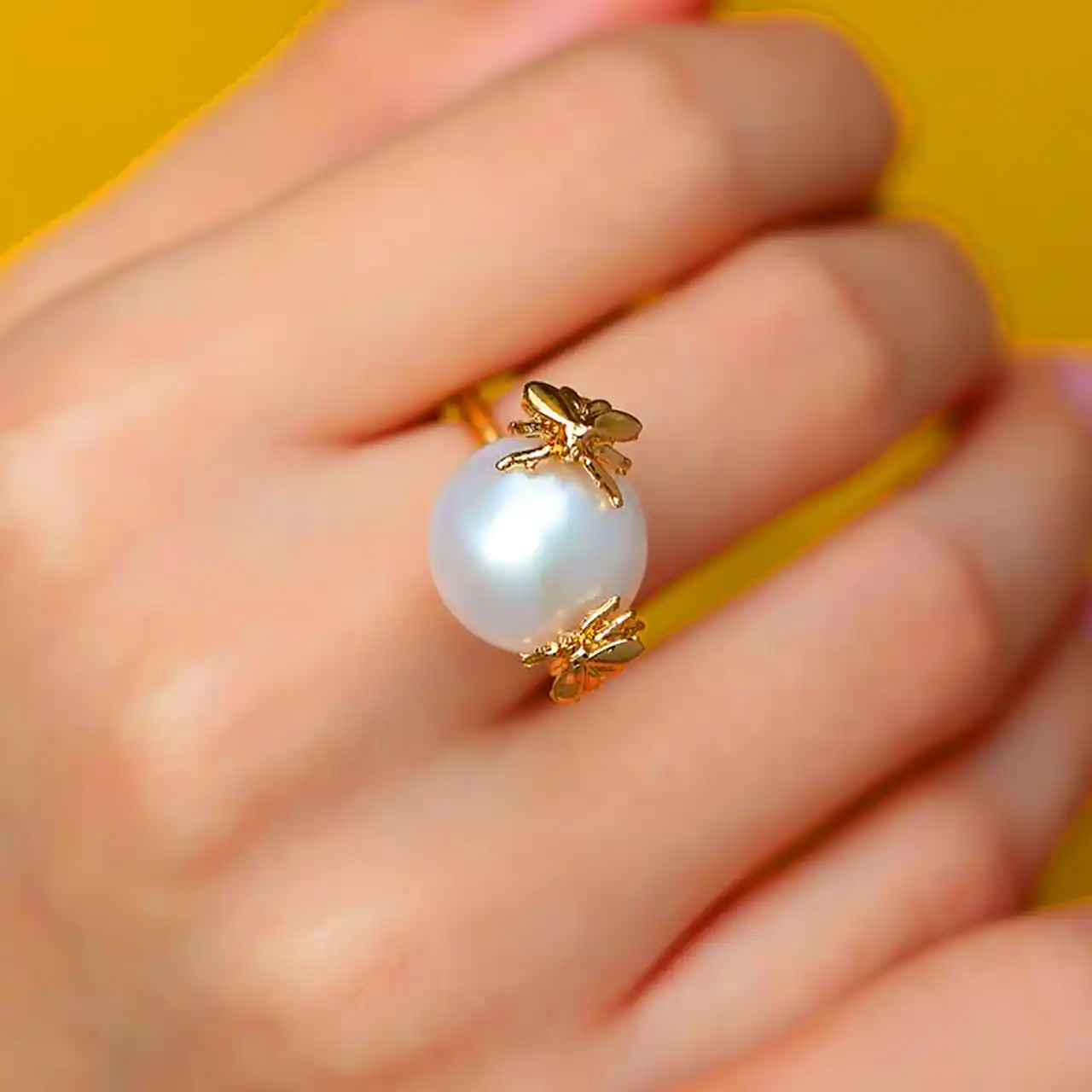 انگشتر دخترانه با دانه مروارید