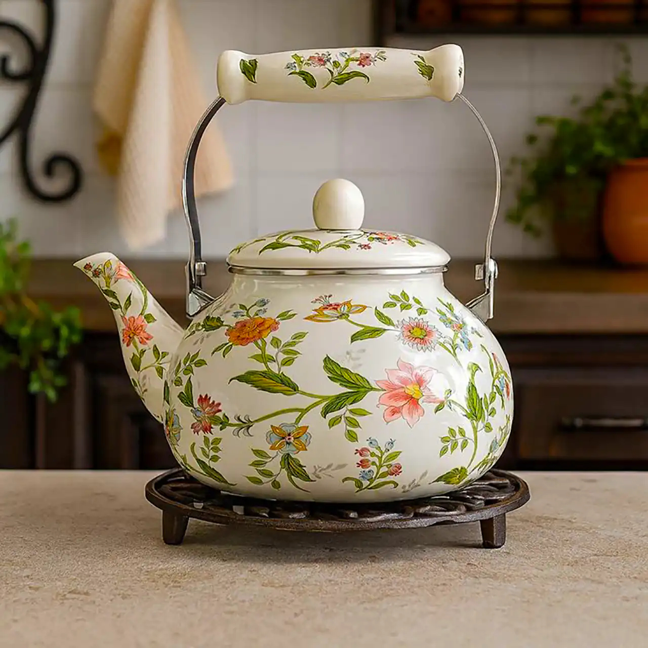 کتری سرامیکی طرح گل