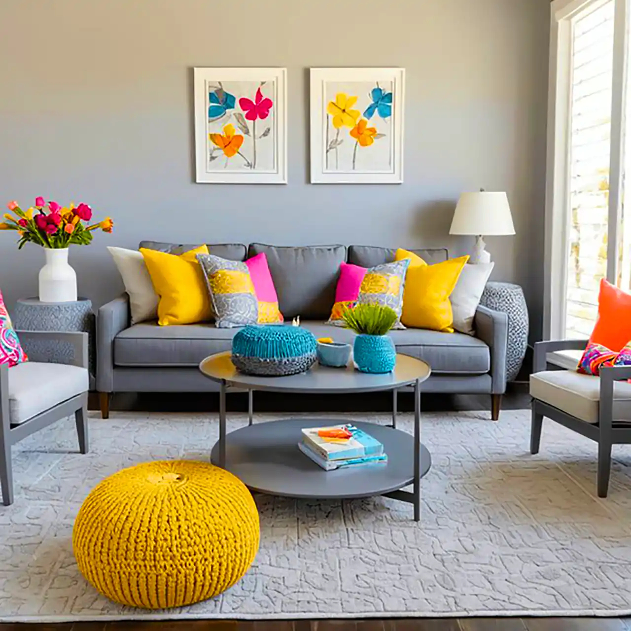 دکور خونه با مبل طوسی