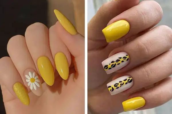 طراحی ناخن زرد و سفید طرح ناخن زرد و نارنجی لاک زرد لیمویی ناخن زرد کره ای لاک زرد فسفری ناخن زرد لیمویی