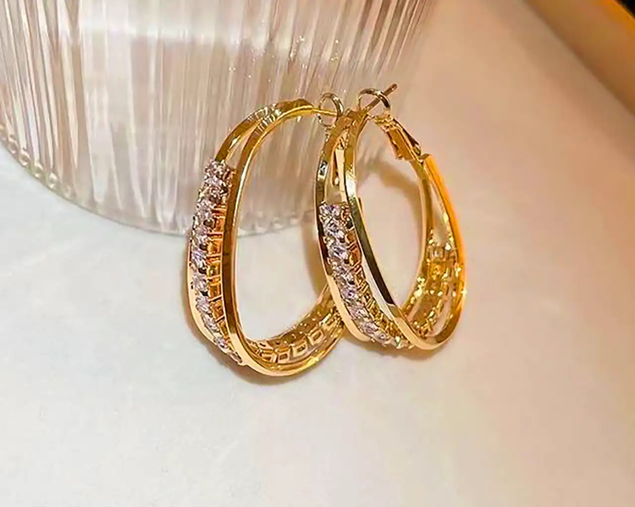 گوشواره حلقه ای کارشده طلا