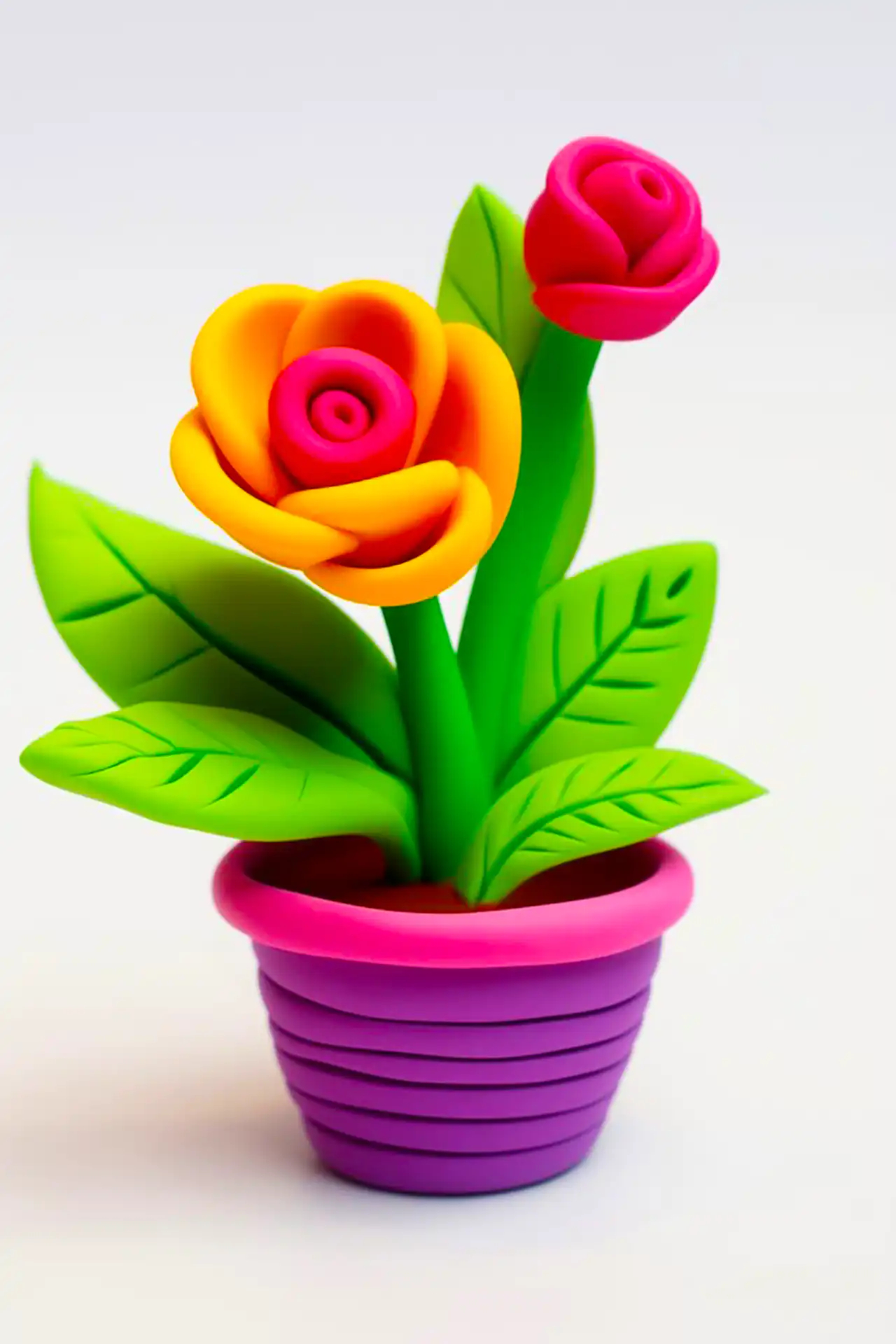 گلدان گل خمیری