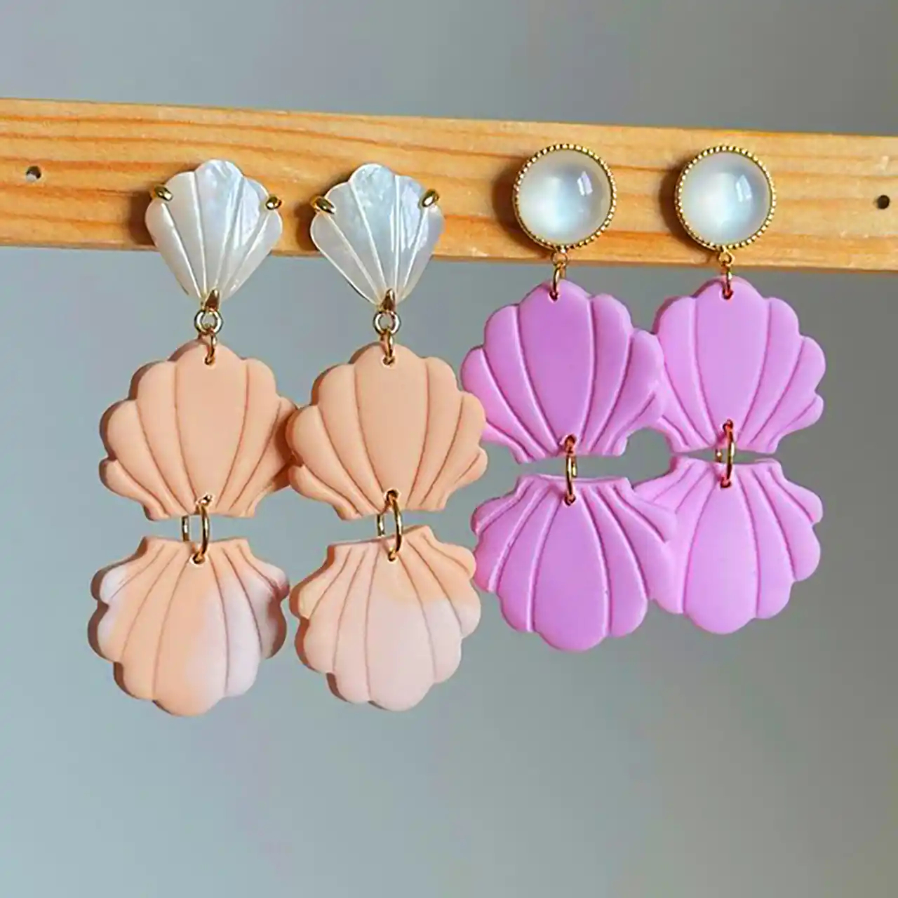 گوشواره طرح صدف دریایی