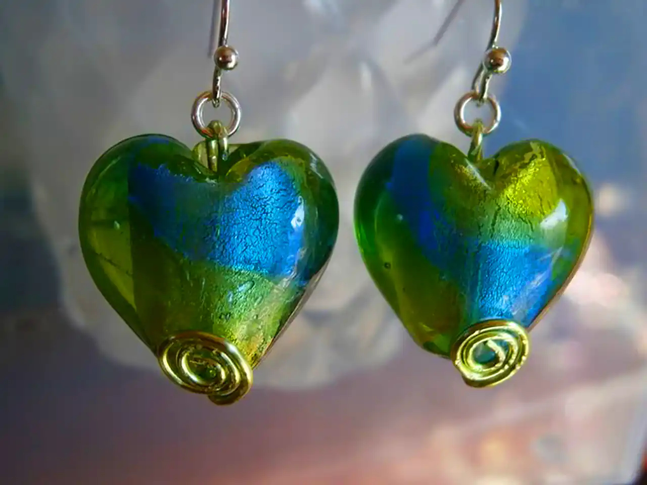 گوشواره قلبی سبز