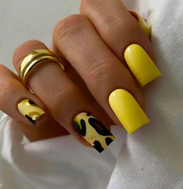 طراحی ناخن زرد