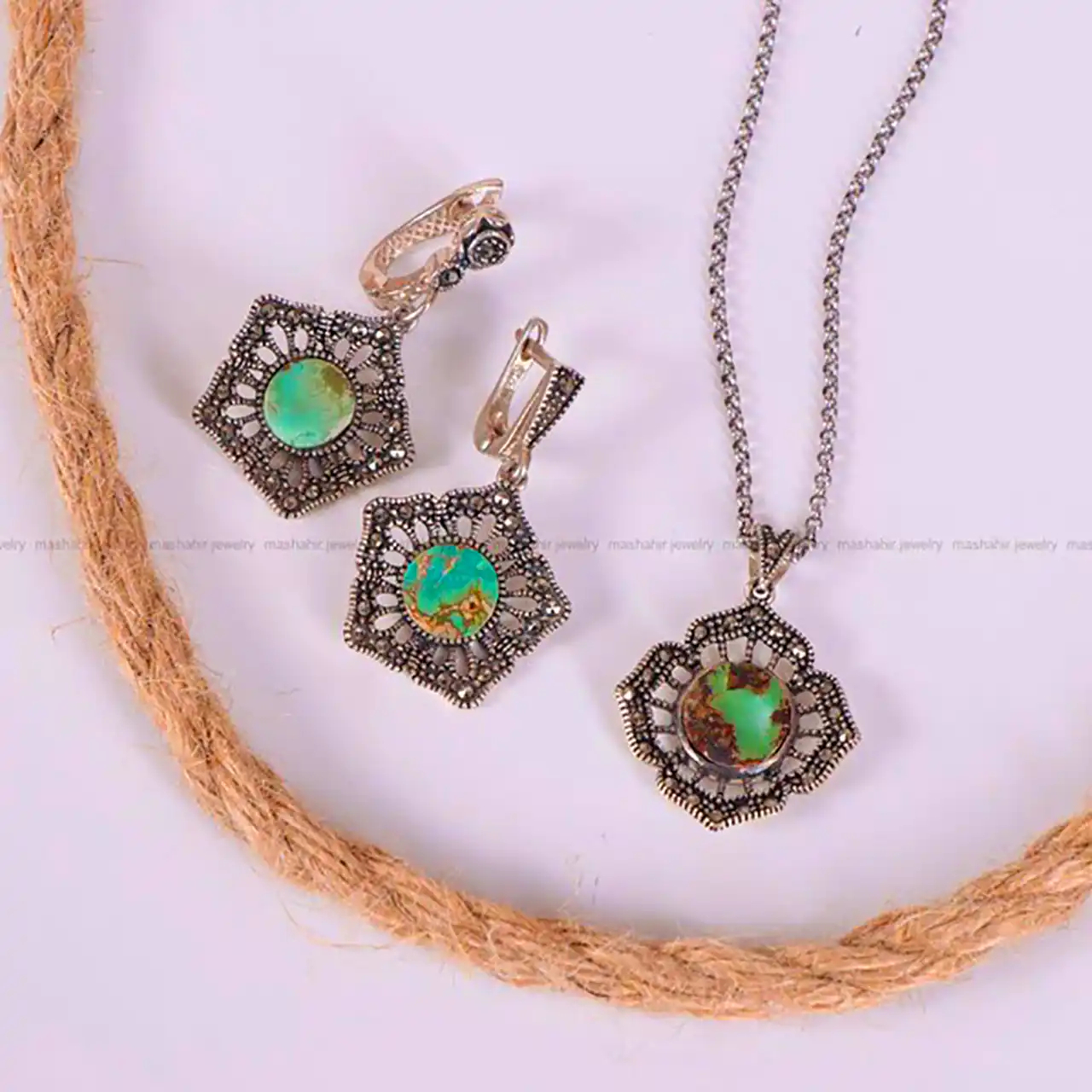 سرویس جواهرات فیروزه شیک 