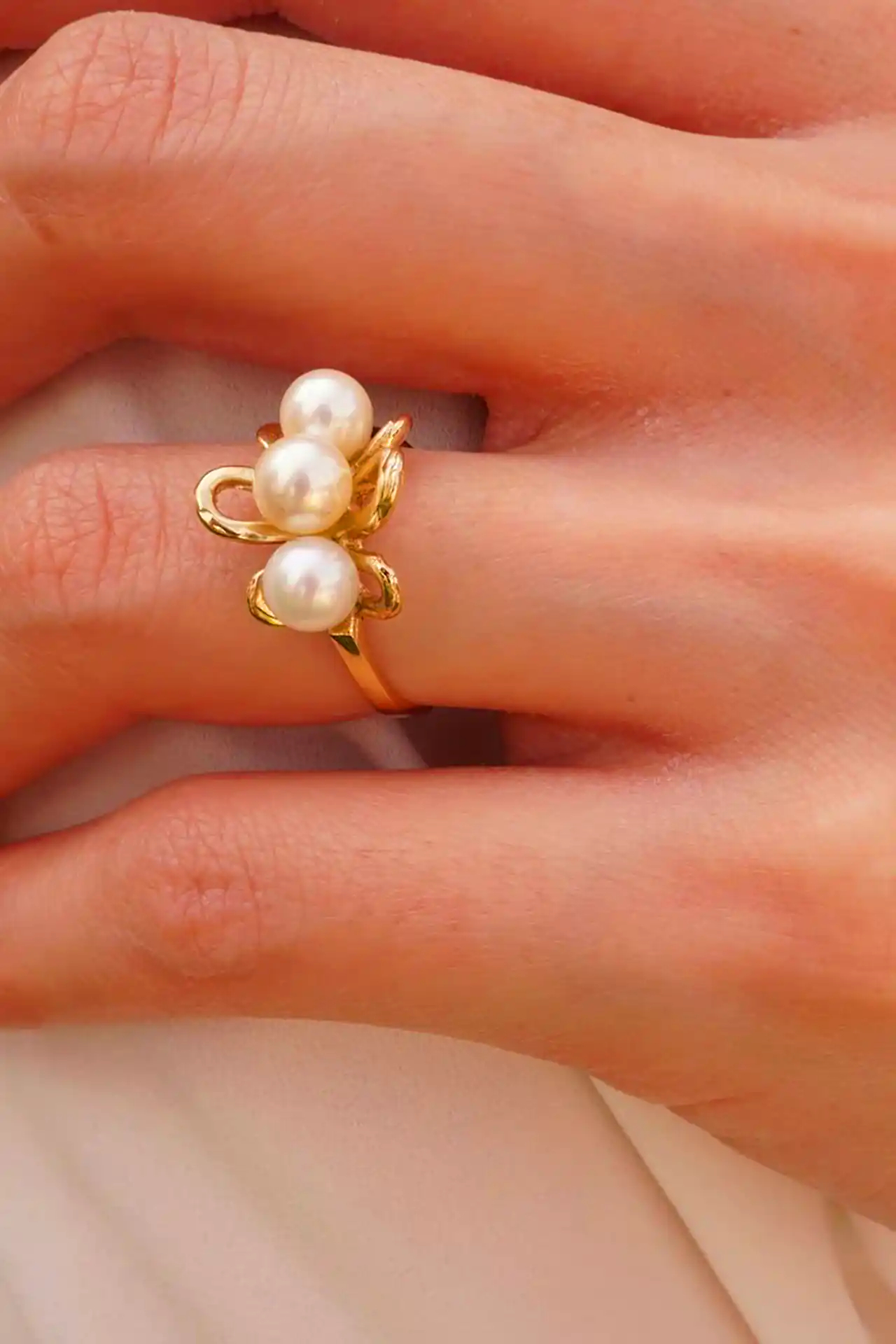 انگشتر دخترانه با دانه مروارید