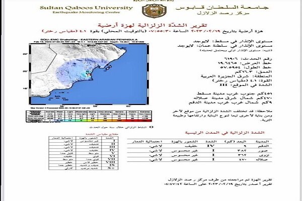 زلزله عمان