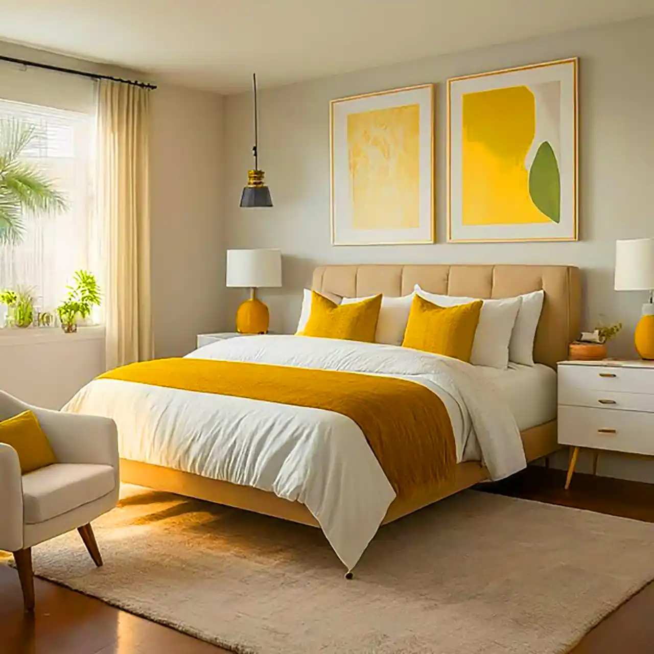 چیدمان اتاق با تم زرد