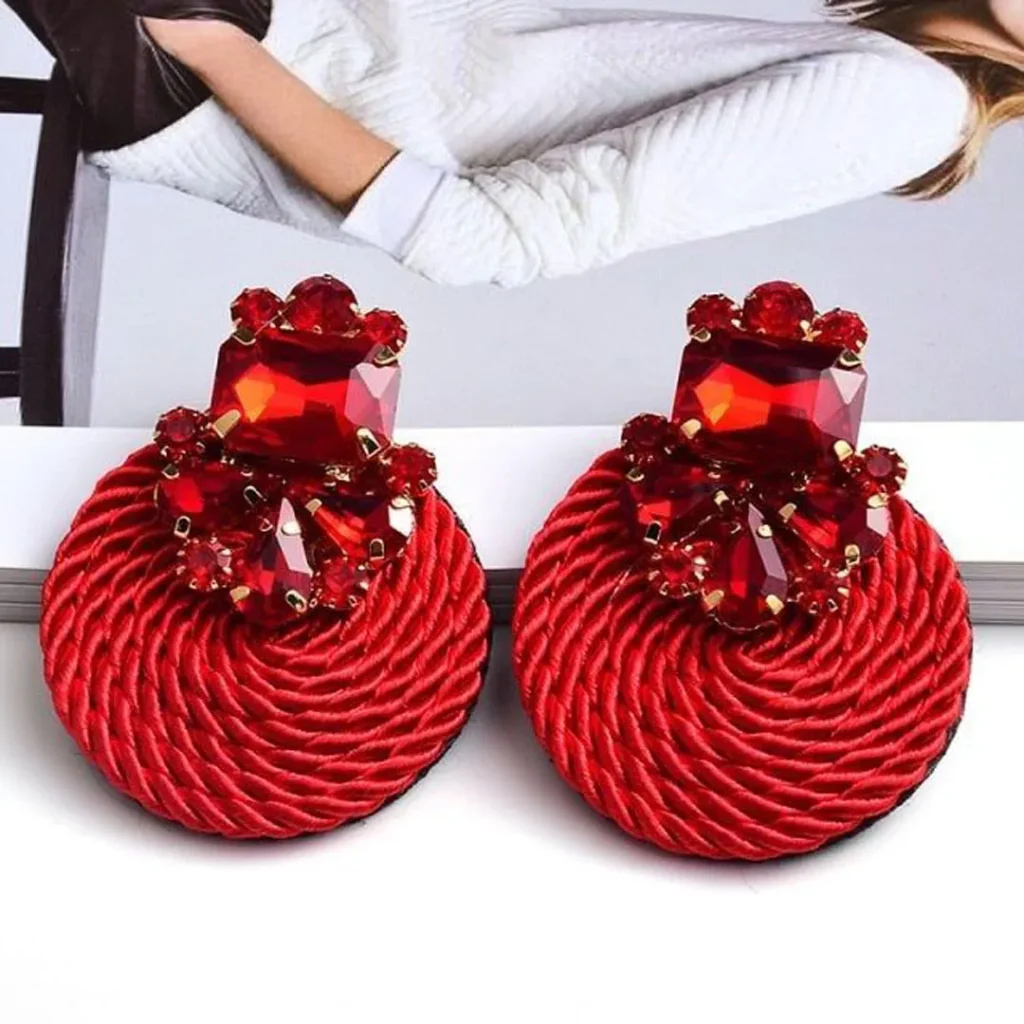 گوشواره کنفی دخترانه قرمز