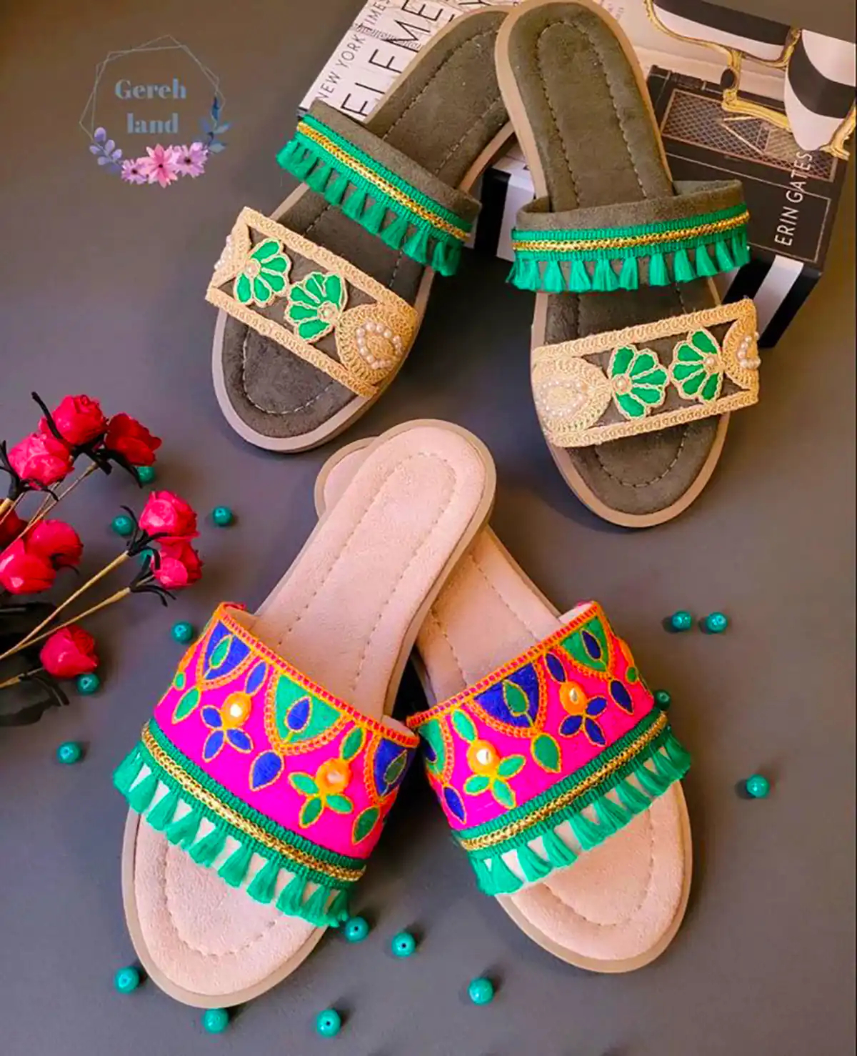 صندل مرواریدی چند رنگ زنانه