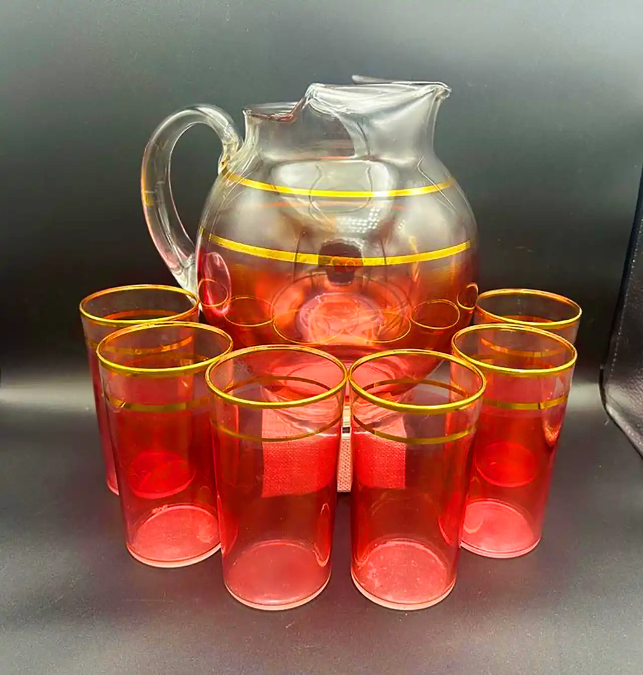 ست پارچ و لیوان فانتزی شیشه ای