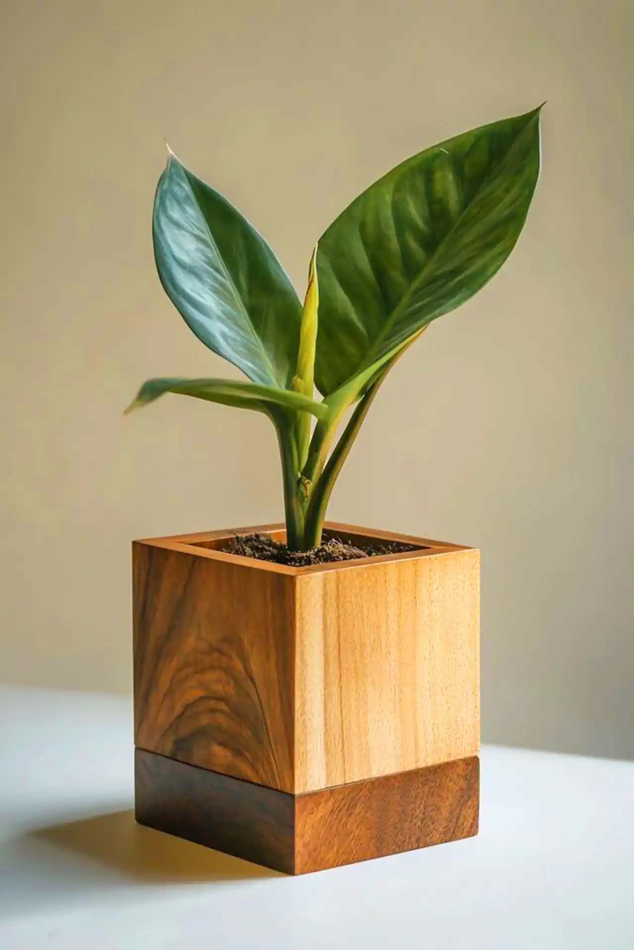 گلدان چوبی دکوری رومیزی