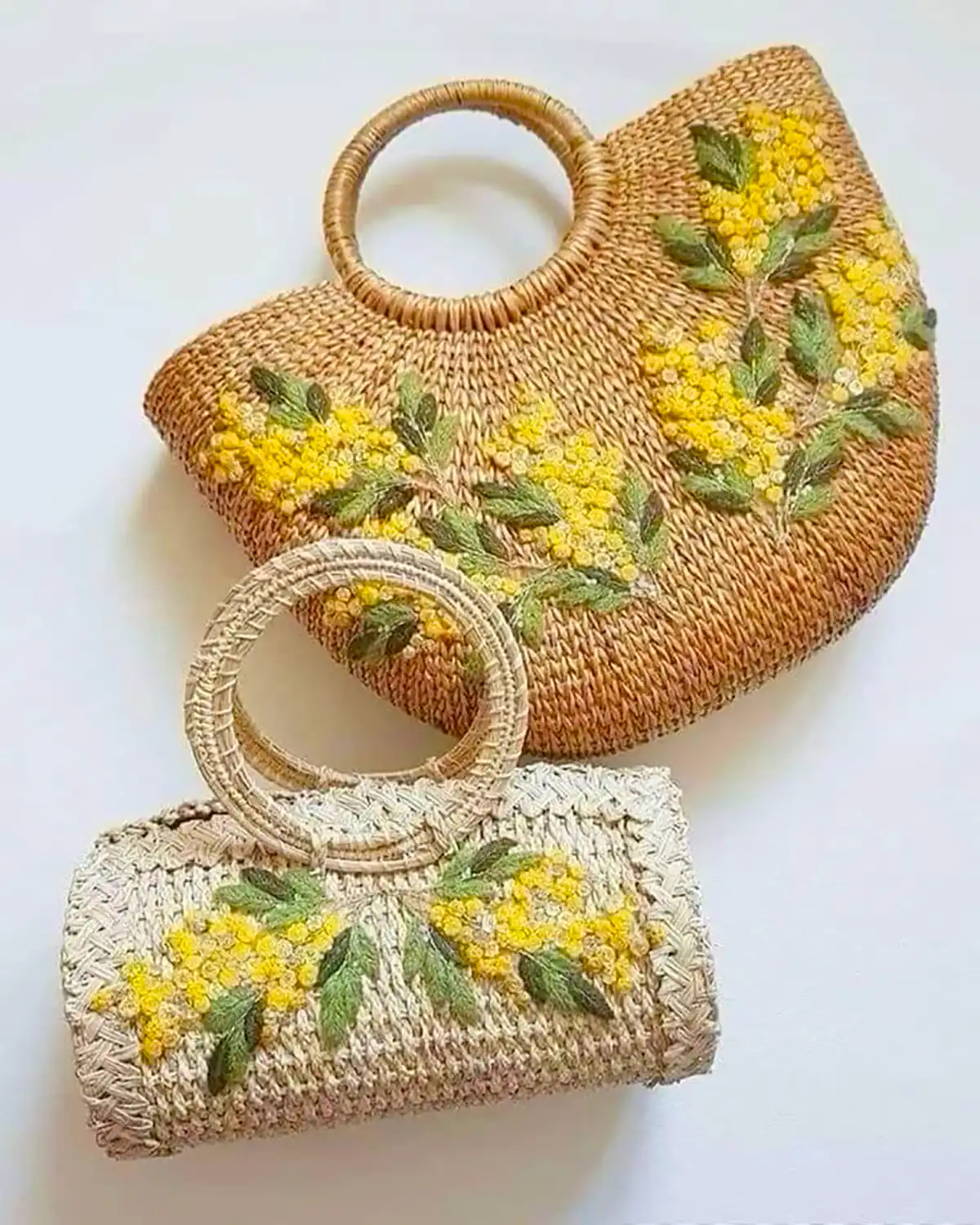 کیف ساحلی حصیری گل برجسته