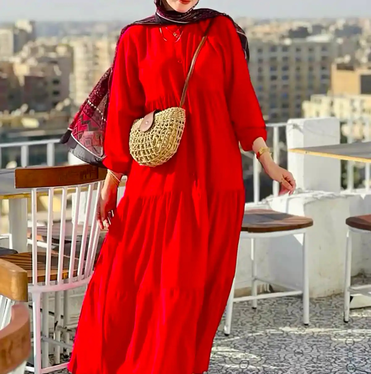 پیراهن بلند پله ای رنگی