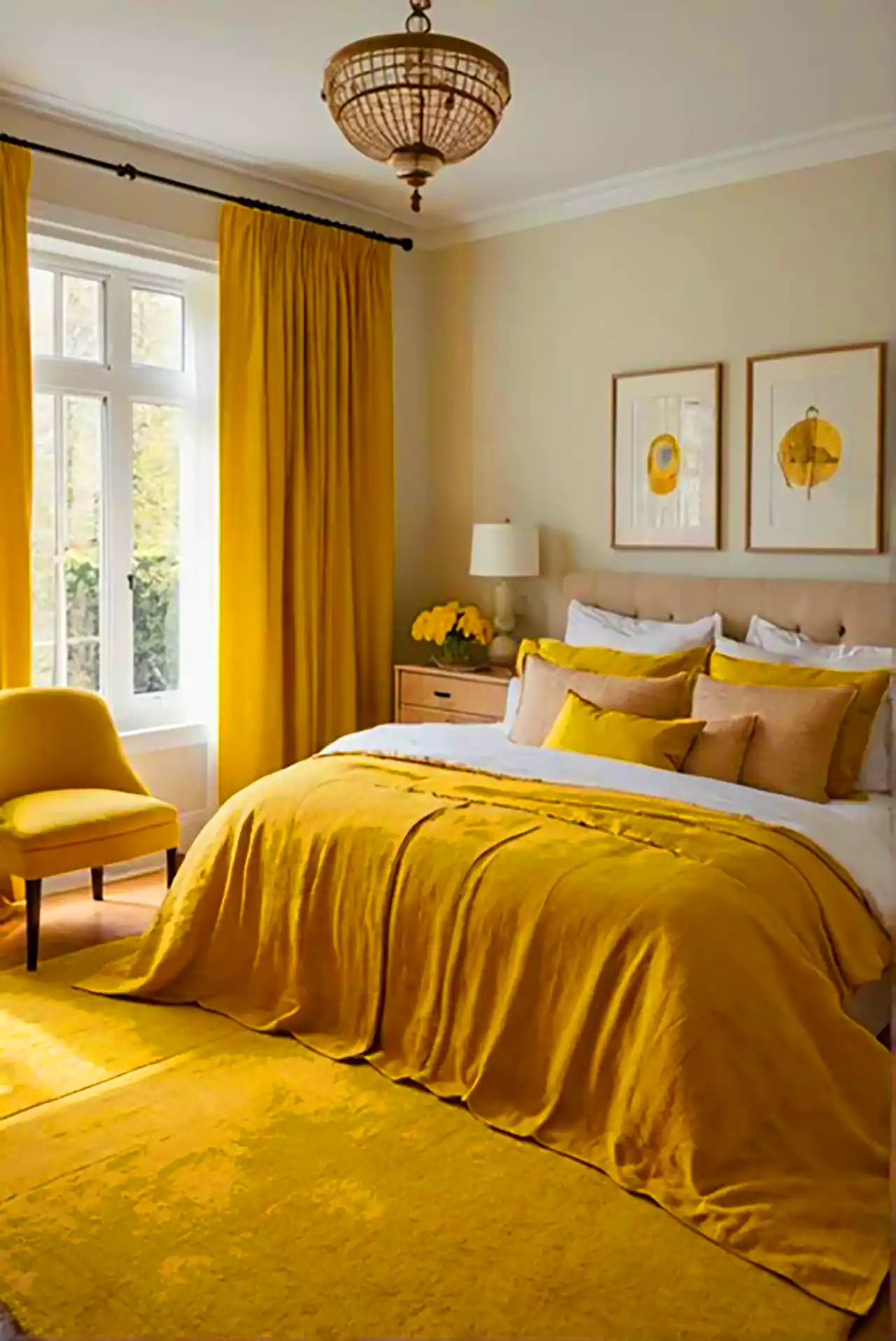 چیدمان اتاق با تم زرد