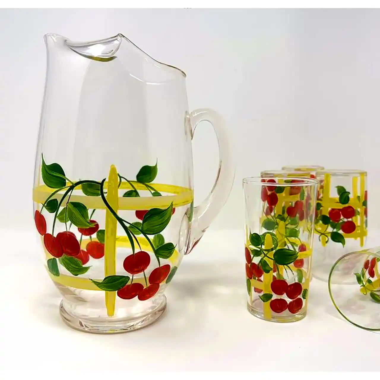 ست پارچ و لیوان فانتزی شیشه ای