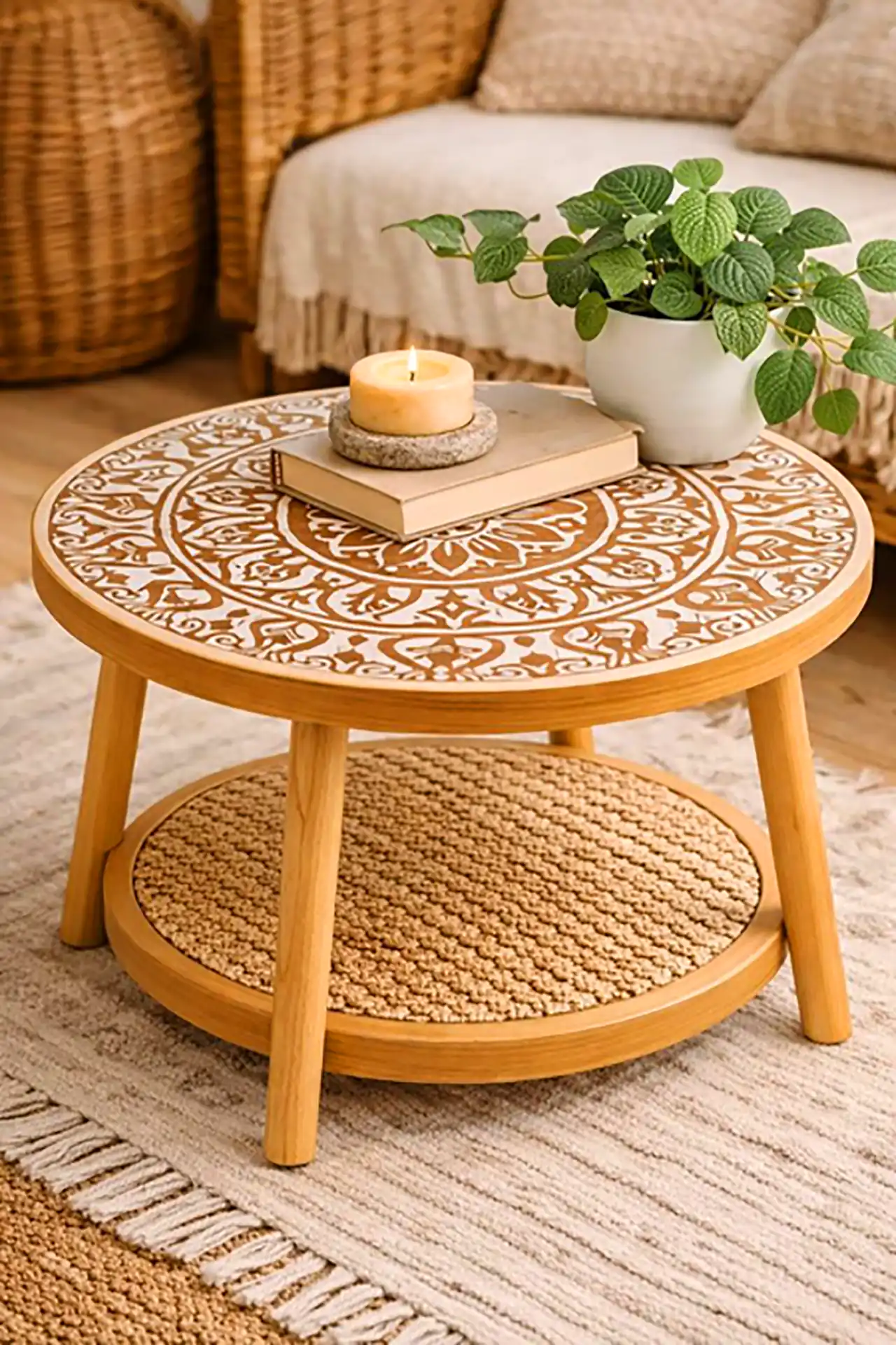 میز چوبی گرد شیک