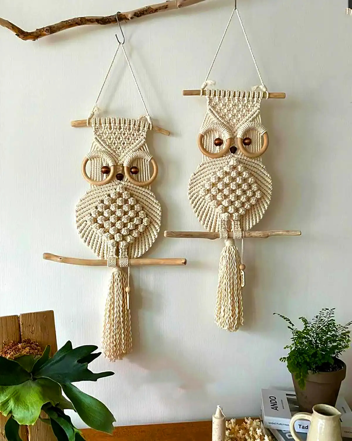 آویز جغد مکرومه