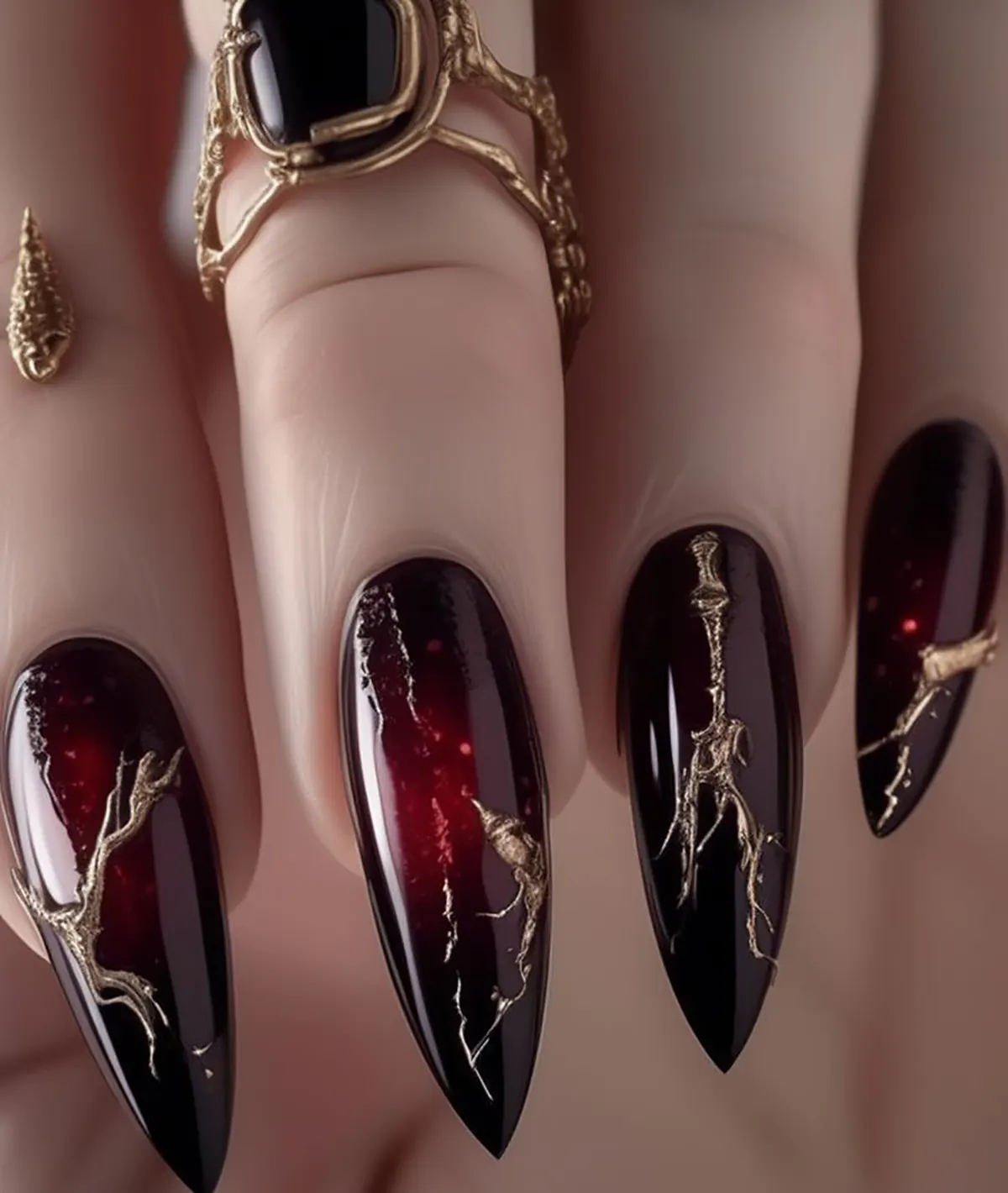 طراحی ناخن قرمز طوسی