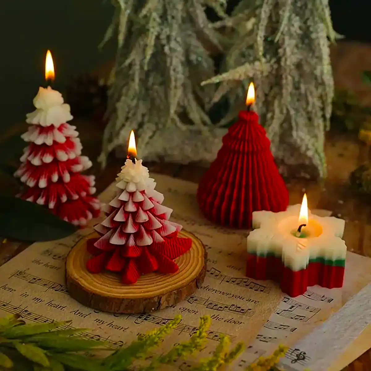 شمع فانتزی کاج کریسمسی