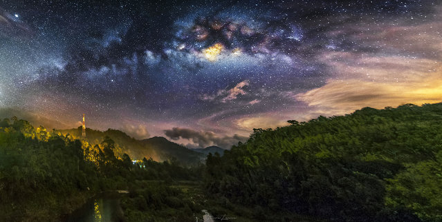 نمای باشکوه کهکشان راه شیری از فراز کوه فوجی ژاپن