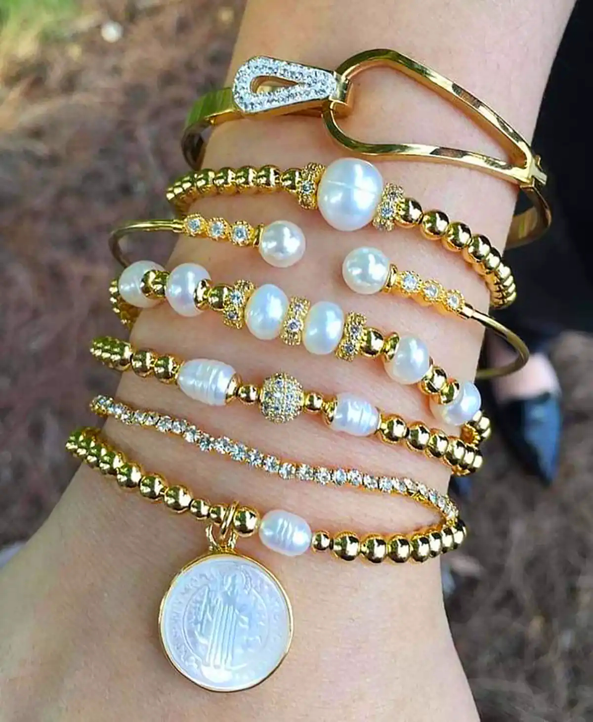دستبند چندردیفه مرواریدی