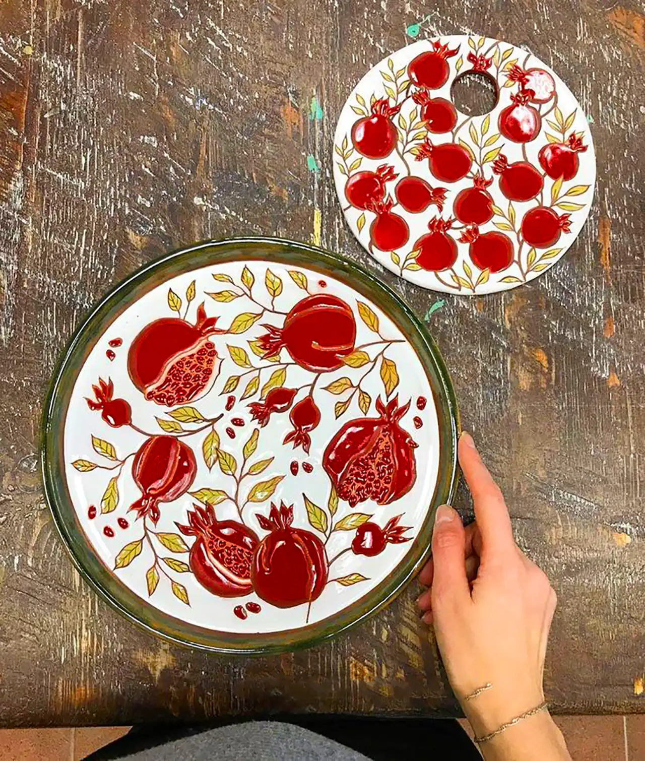 ظروف با نقاشی انار