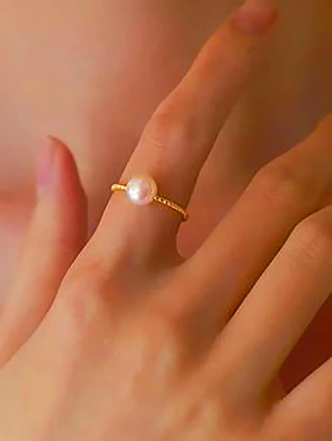 انگشتر دخترانه با دانه مروارید