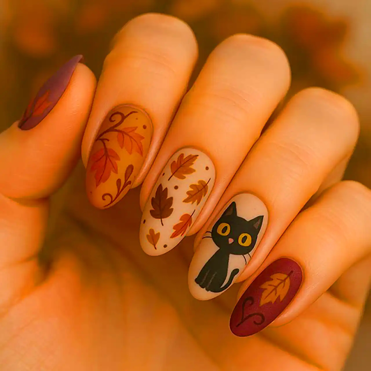 طرح ناخن مینیمال پاییزی