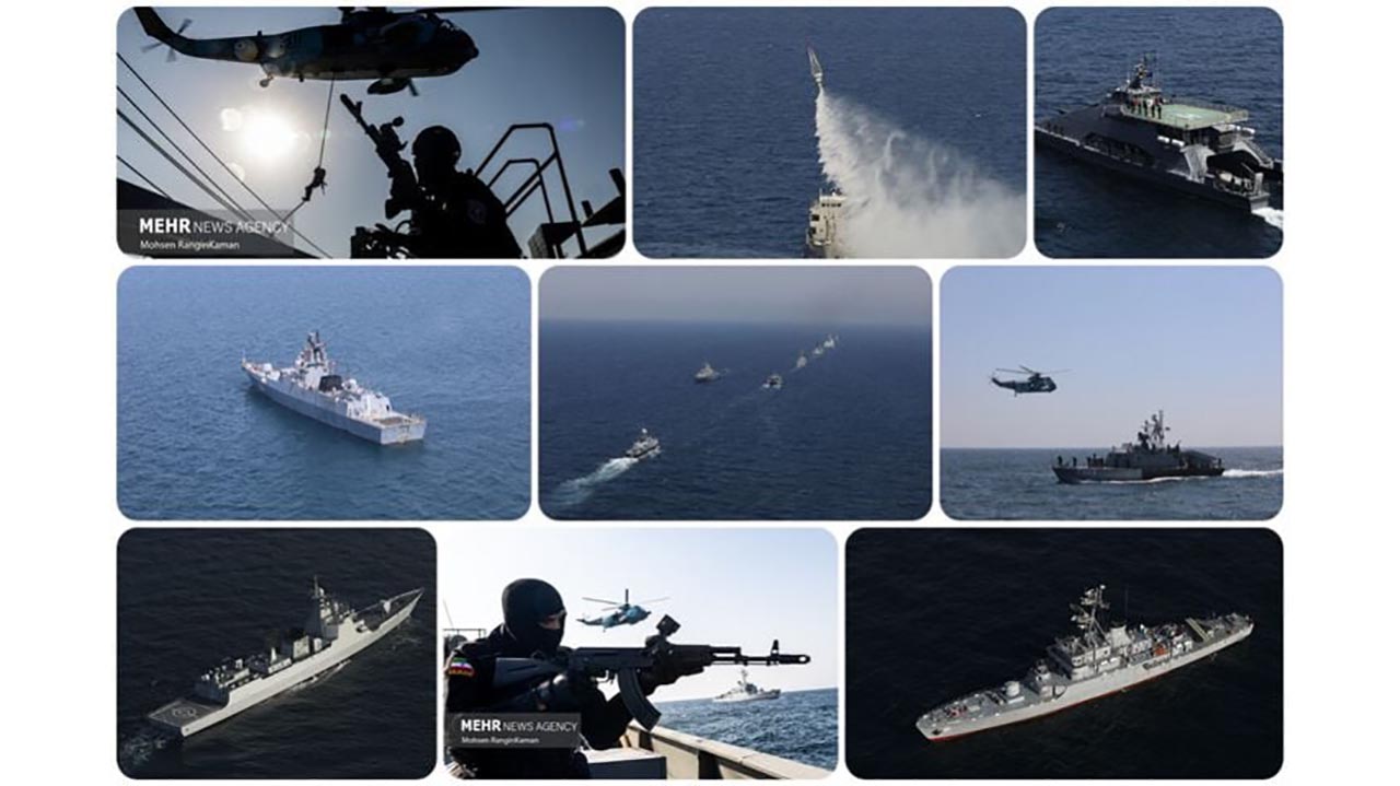  رزمایش دریایی مشترک کمربند امنیت دریایی ۲۰۲۴ ایران، روسیه، چین و نمایندگانی از کشورهای عمان، آذربایجان، قزاقستان، پاکستان و آفریقای جنوبی در آب های دریای عمان آغاز شد