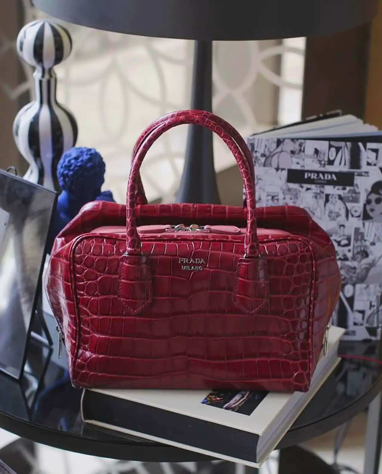 کیف چرمی زرشکی شیک 