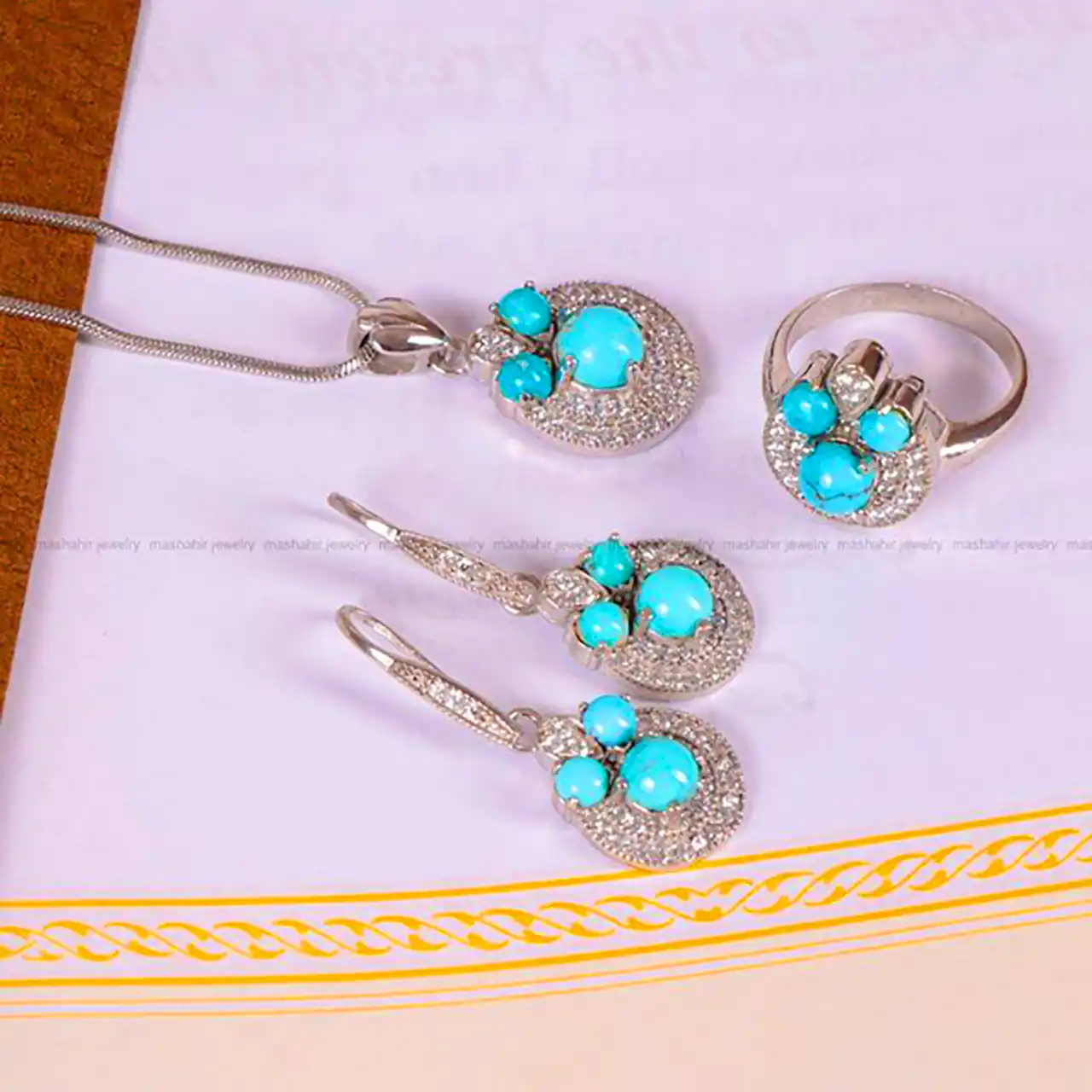 سرویس جواهرات فیروزه شیک 