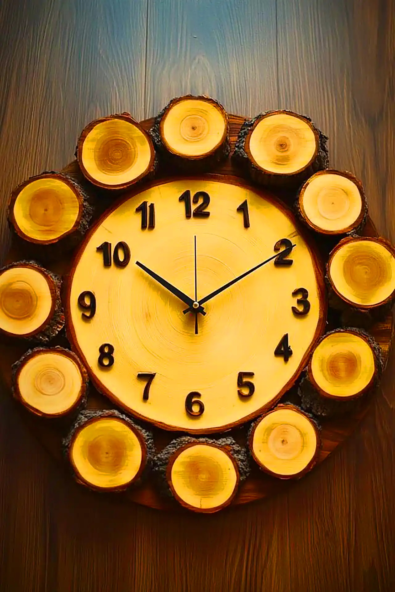 ساعت دیواری روستیک چوبی 