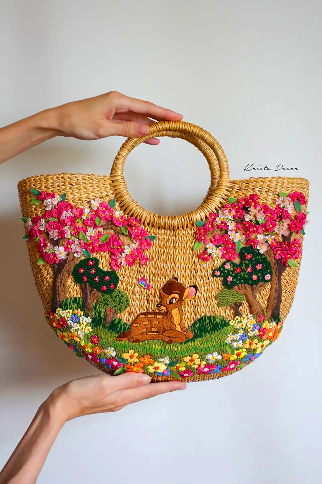 کیف حصیری با گلدوزی شیک