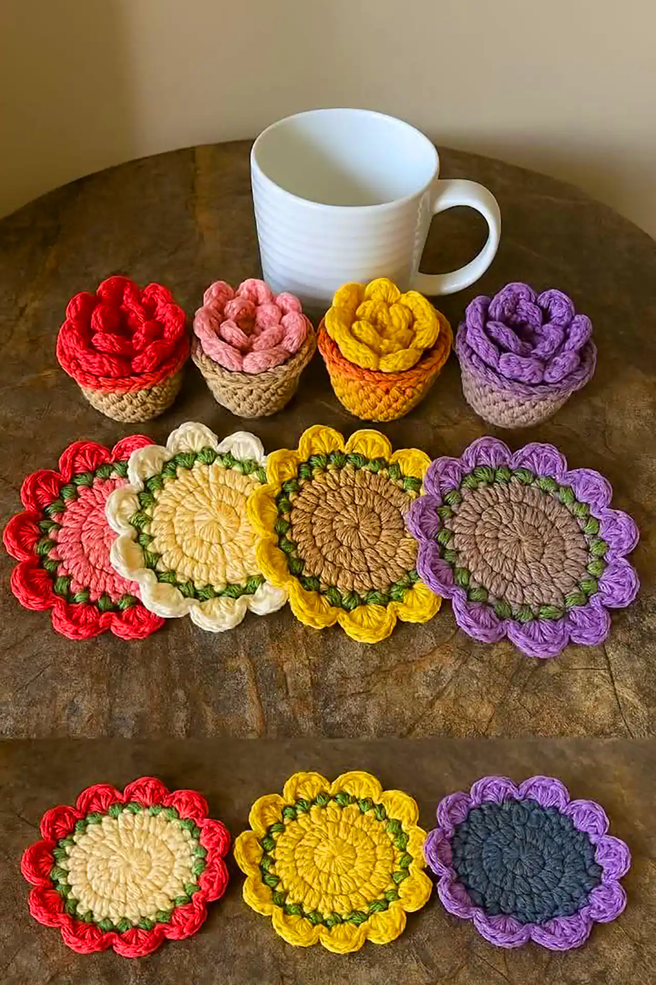 زیرلیوانی بافتنی فانتزی