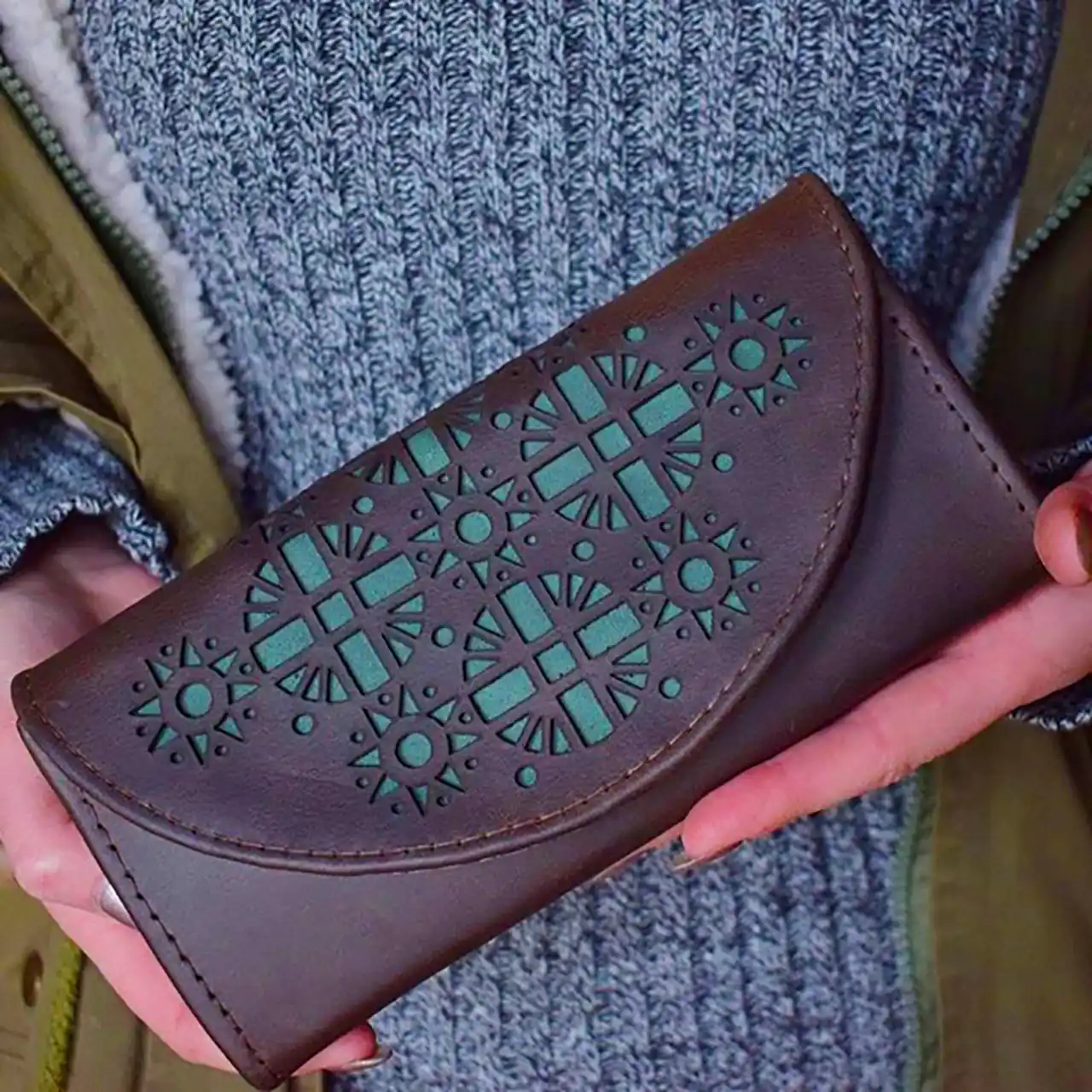 کیف پول چرمی دست دوز