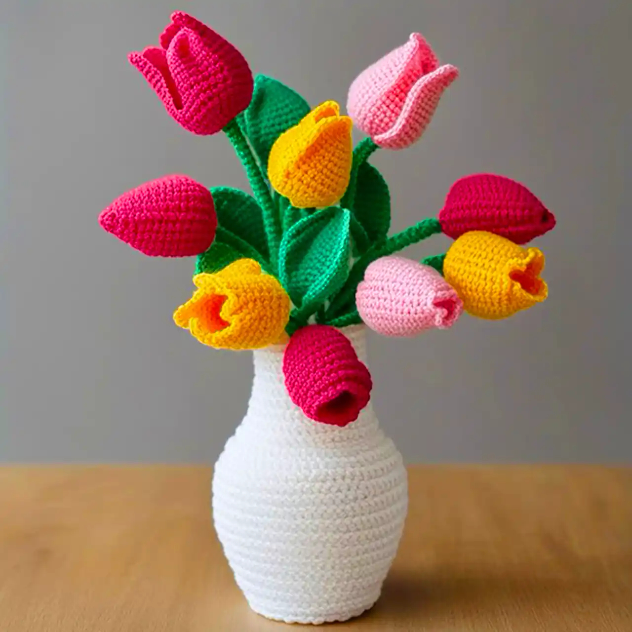 دسته گل فانتزی بافتنی