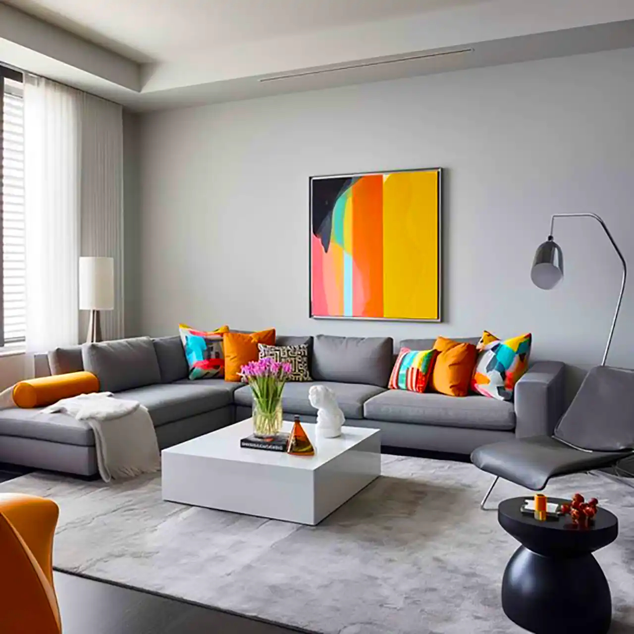 دکور خونه با مبل طوسی