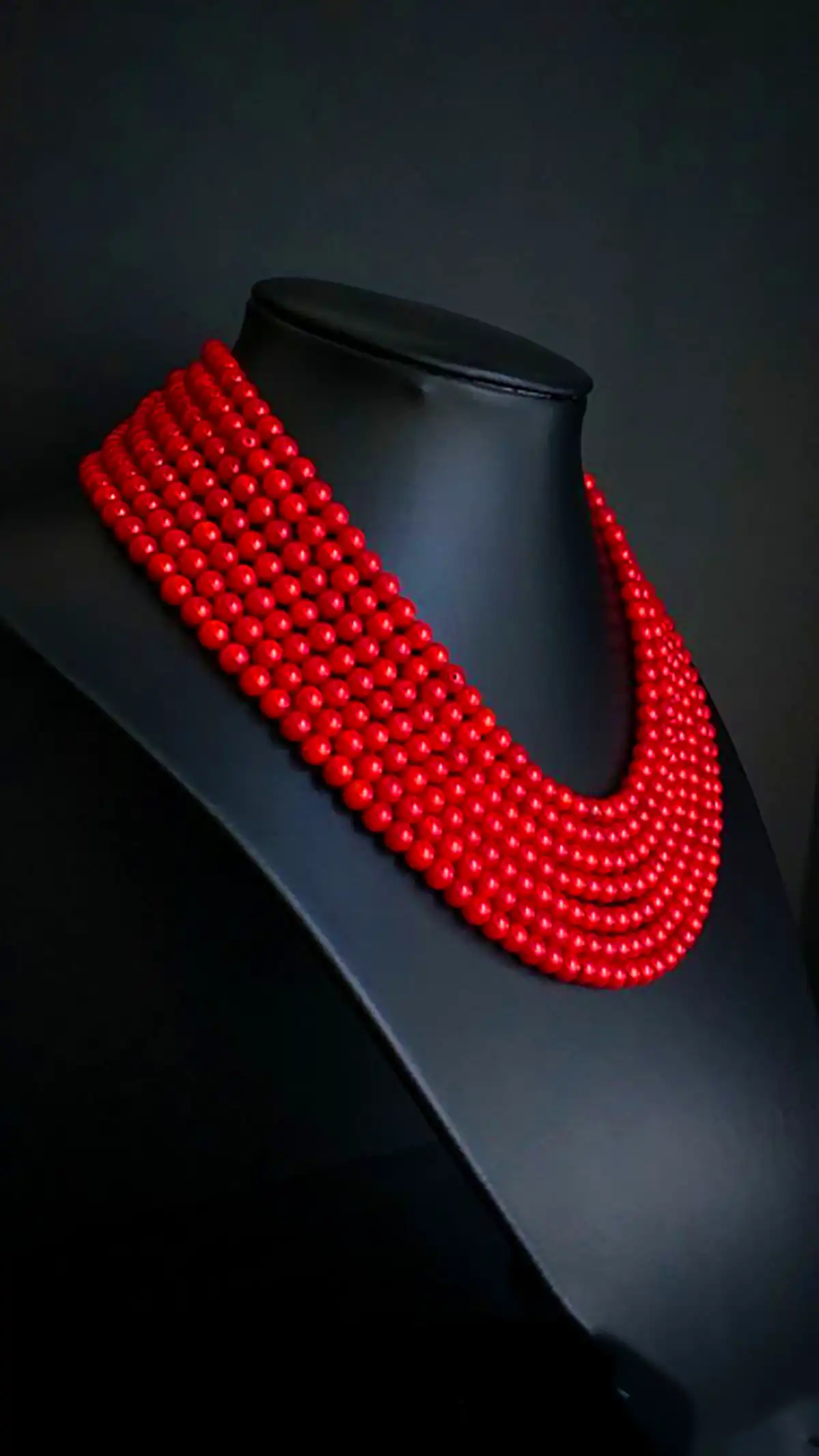 گردنبند مهره ای قرمز شیک